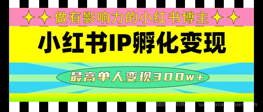 【第1期】小红书IP孵化变现：做有影响力的小红书博主，最高单人变现300w+ 