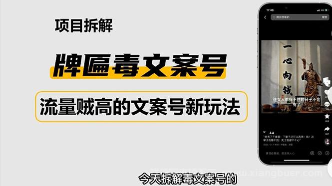 【第46期】2023抖音快手毒文案新玩法，牌匾文案号，起号快易变现