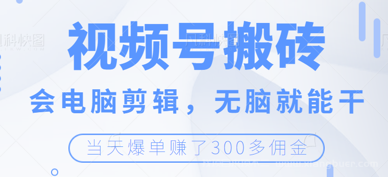 【第258期】视频号无脑搬砖带货，会电脑剪辑无脑就能干，当天爆单赚300+佣金