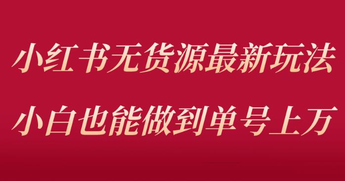 小红书无货源最新螺旋起号玩法，电商小白也能做到单号上万（价值3980元）