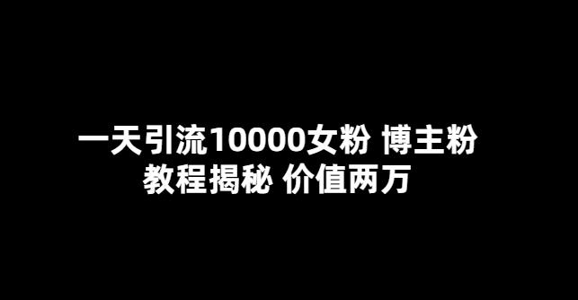 【第1084期】一天引流10000女粉，博主粉教程揭秘（价值两万）