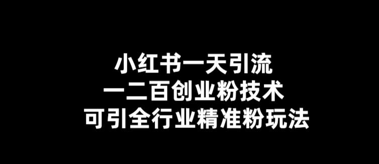 【第1262期】小红书一天引流一二百创业粉技术，可引全行业精准粉玩法