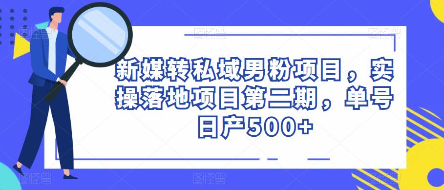 【第1303期】新媒转私域男粉项目，实操落地项目第二期，单号日产500+