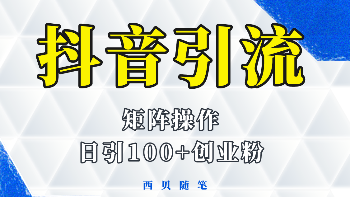 【第1316期】抖音引流术，矩阵操作，一天能引100多创业粉