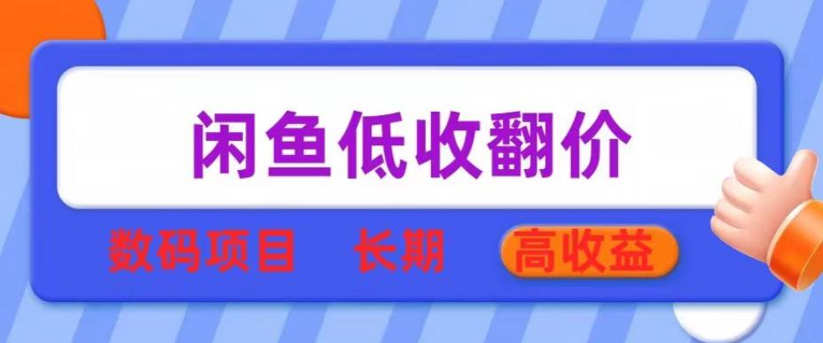 【第1424期】闲鱼低收翻价数码暴利项目，长期高收益【揭秘】