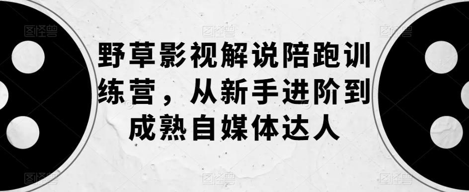 【第1716期】野草影视解说陪跑训练营，从新手进阶到成熟自媒体达人