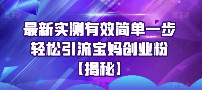 【第1756期】最新实测有效简单一步轻松引流宝妈创业粉【揭秘】