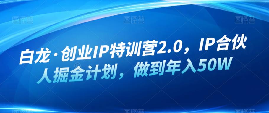 【第1760期】白龙·创业IP特训营2.0，IP合伙人掘金计划，做到年入50W