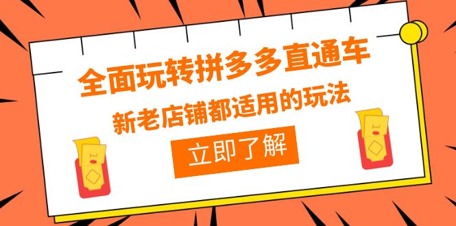 【第1883期】全面玩转拼多多直通车，新老店铺都适用的玩法（12节精华课）