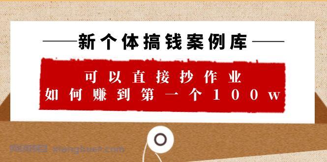 【第1976期】新个体 搞钱案例 库，可以直接抄作业 如何赚到第一个100w（29节视频+文档）