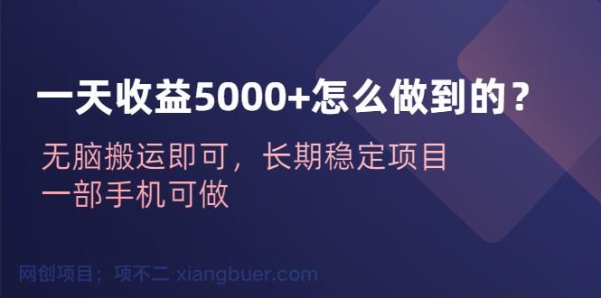 【第2071期】一天收益5000+怎么做到的？无脑搬运即可，长期稳定项目，一部手机可做