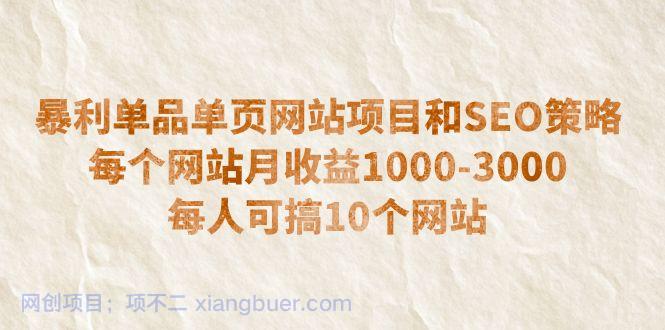 【第2172期】暴利单品单页网站项目和SEO策略 每个网站月收益1000-3000 每人可搞10个