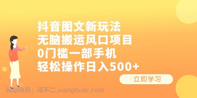 【第2206期】抖音图文新玩法，无脑搬运风口项目，0门槛一部手机轻松操作日入500+ 