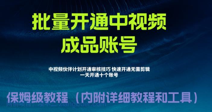 【第2265期】外面收费1980暴力开通中视频计划教程，附 快速通过中视频伙伴计划的办法