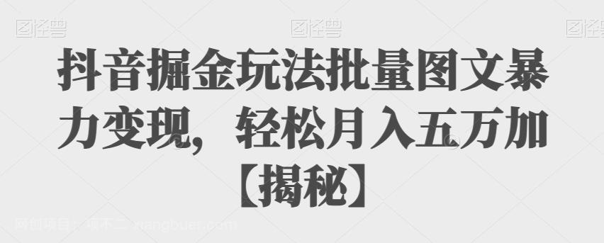 【第2402期】抖音掘金玩法批量图文暴力变现，轻松月入五万加【揭秘】