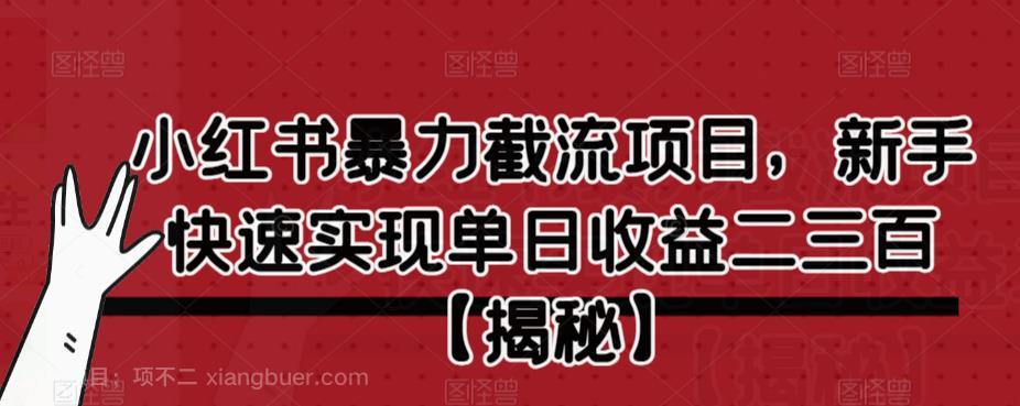 【第2442期】小红书暴力截流项目，新手快速实现单日收益二三百【仅揭秘】