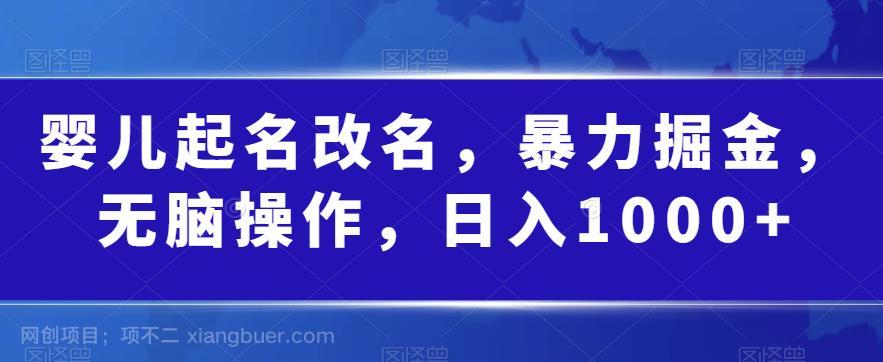 【第2501期】婴儿起名改名，暴力掘金，无脑操作，日入1000+【揭秘】