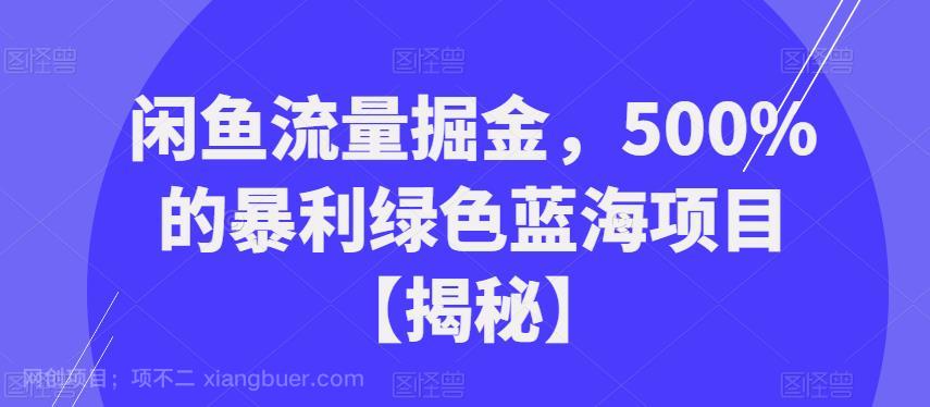 【第2504期】闲鱼流量掘金，500%的暴利绿色蓝海项目【揭秘】