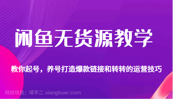 【第2730期】 闲鱼无货源教学，教你起号，养号打造爆款链接以及转转的运营技巧