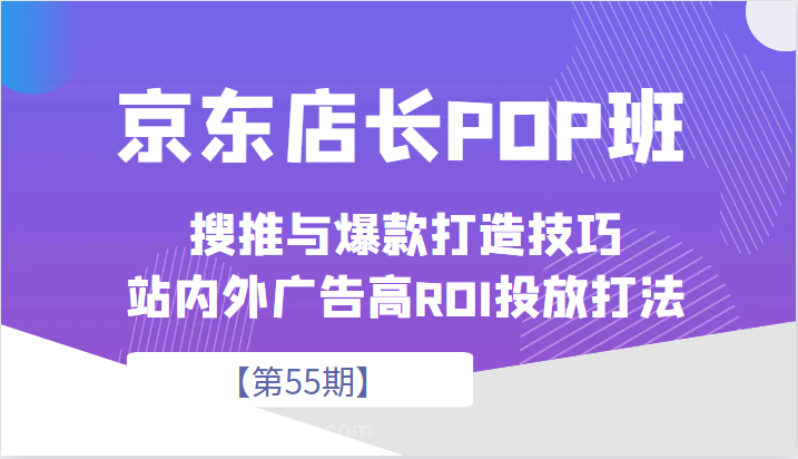 【第2775期】京东店长POP班【第55期】，京东搜推与爆款打造技巧，站内外广告高ROI投放打法