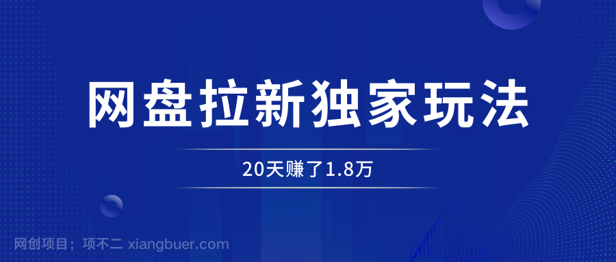 做网盘拉新项目，20天赚了1.8万，他只用了一招。