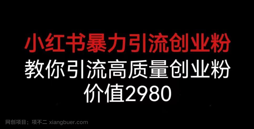 【第2875期】小红书暴力引流创业粉，教你引流高质量创业粉，价值2980【揭秘】