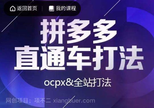 【第2920期】互力·拼多多直通车打法，ocpx&全站打法