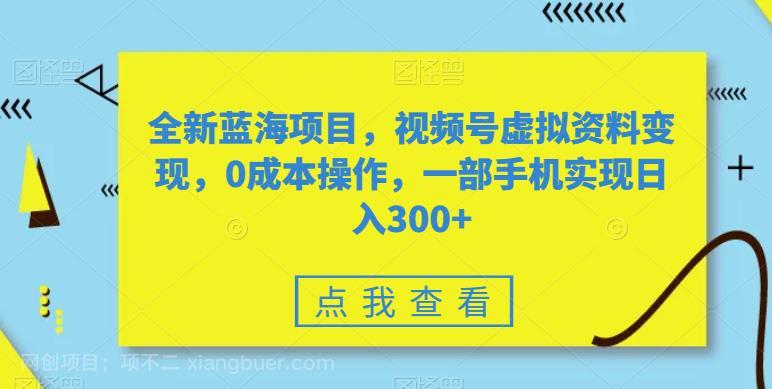 【第2929期】全新蓝海项目，视频号虚拟资料变现，0成本操作，一部手机实现日入300+