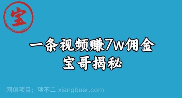 【第2964期】宝哥揭秘一条视频赚7W佣金，一个不需要真人露脸就能操作的短视频项目