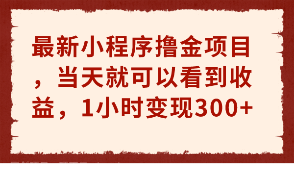 【第3101期】最新小程序撸金项目，当天就可以看到收益，1小时变现300+