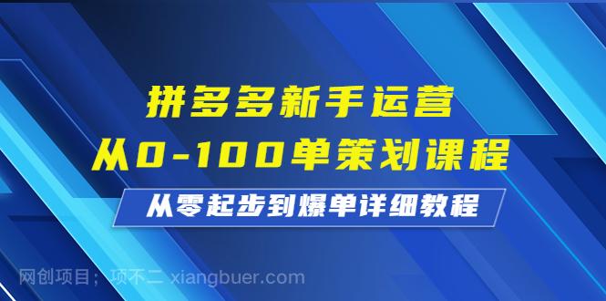 【第3171期】拼多多新手运营从0-100单策划课程，从零起步到爆单详细教程