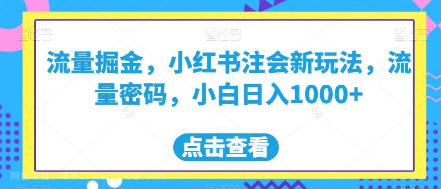 【第3267期】流量掘金，小红书注会新玩法，流量密码，小白日入1000+【揭秘】