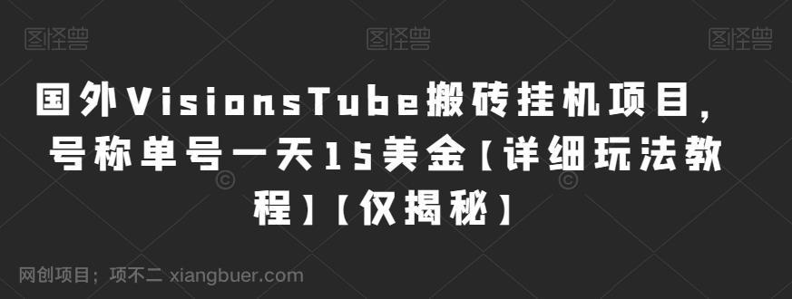 【第3597期】国外VisionsTube搬砖挂机项目，号称单号一天15美金【详细玩法教程】【仅揭秘】