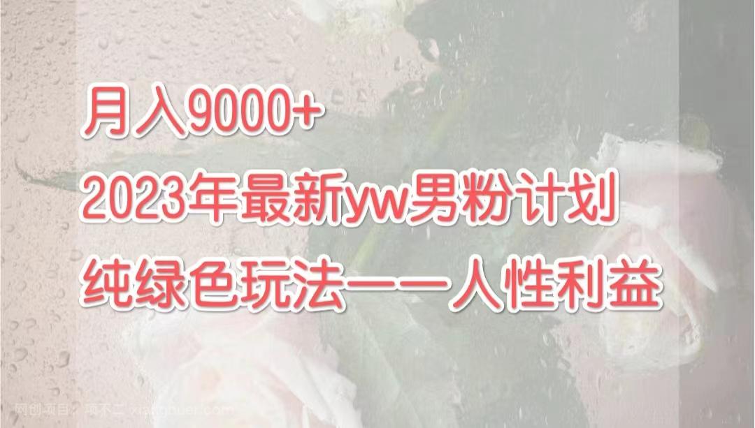 【第3727期】月入9000+2023年9月最新yw男粉计划绿色玩法——人性之利益