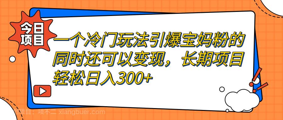 【第3892期】一个冷门玩法引爆宝妈粉的同时还可以变现，长期项目轻松日入300+