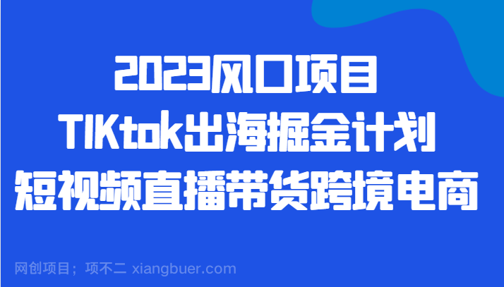 【第3908期】2023风口项目TIKtok出海掘金计划短视频直播带货跨境电商