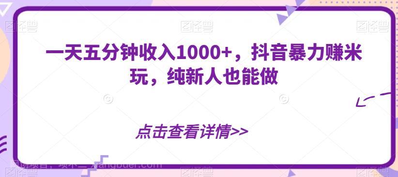 【第4046期】一天五分钟收入1000+，抖音暴力赚米玩，纯新人也能做