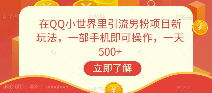 【第4056期】在QQ小世界里引流男粉项目新玩法，一部手机即可操作，一天500+【揭秘】