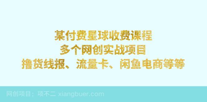 【第4078期】某付费星球课程：多个网创实战项目，撸货线报、流量卡、闲鱼电商等等