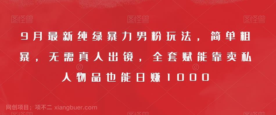 【第4299期】9月最新纯绿暴力男粉玩法，简单粗暴，无需真人出镜，全套赋能靠卖私人物品也能日赚1000