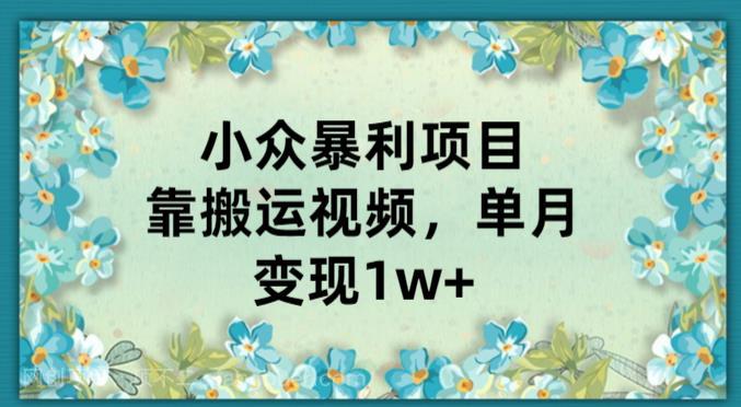 【第4403期】小众暴利项目，靠搬运视频，单月变现1w+