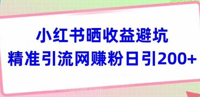 【第4508期】小红书晒收益避坑精准引流网赚粉日引200+