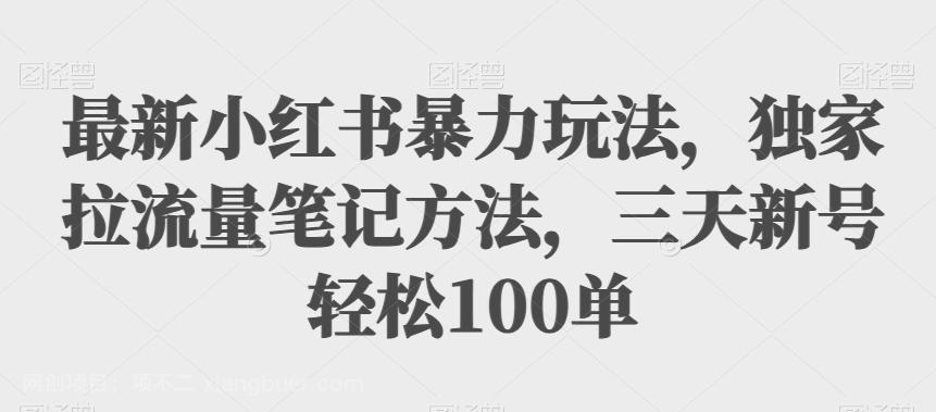 【第4516期】最新小红书暴力玩法，独家拉流量笔记方法，三天新号轻松100单【揭秘】