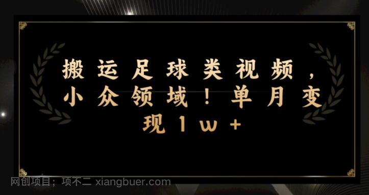 【第4530期】搬运足球类视频，小众领域！单月变现1w+