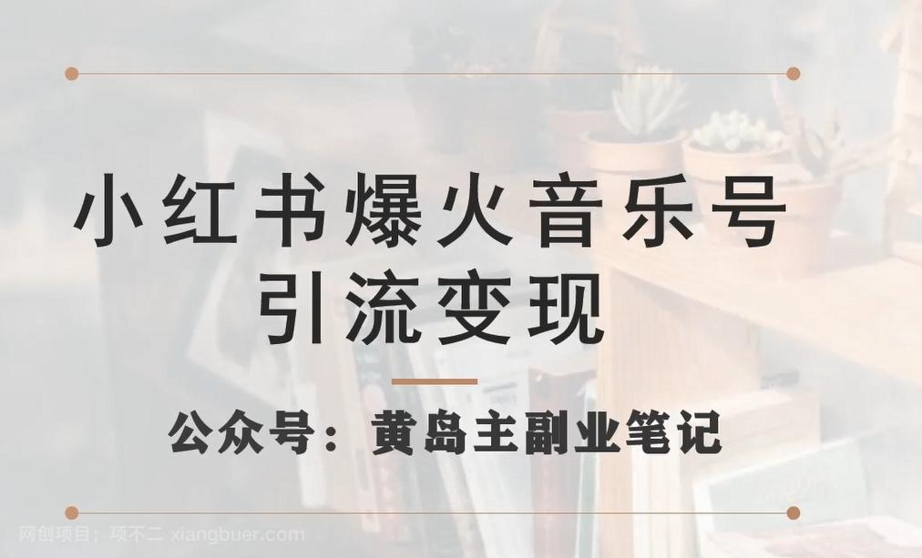 【第4579期】小红书爆火音乐号引流变现项目，视频版一条龙实操玩法分享给你