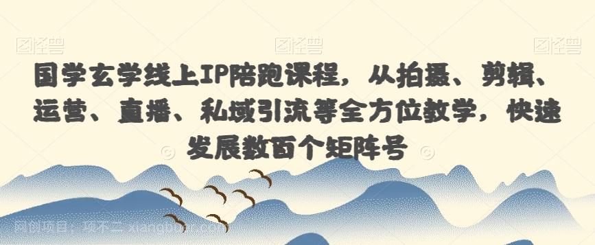 【第4648期】国学玄学线上IP陪跑课程，从拍摄、剪辑、运营、直播、私域引流等全方位教学，快速发展数百个矩阵号