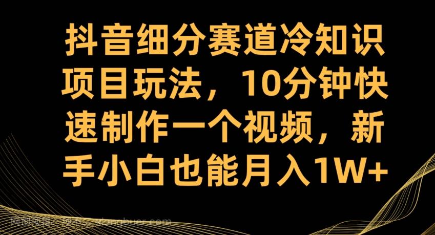 【第4660期】抖音细分赛道冷知识项目玩法，10分钟快速制作一个视频，新手小白也能月入1W+【揭秘】