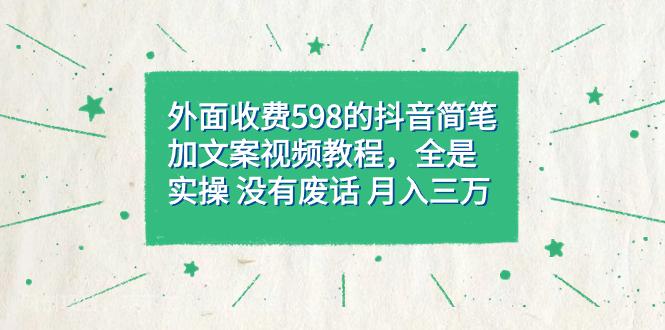 【第4672期】外面收费598抖音简笔加文案教程，全是实操 没有废话 月入三万（教程+资料）