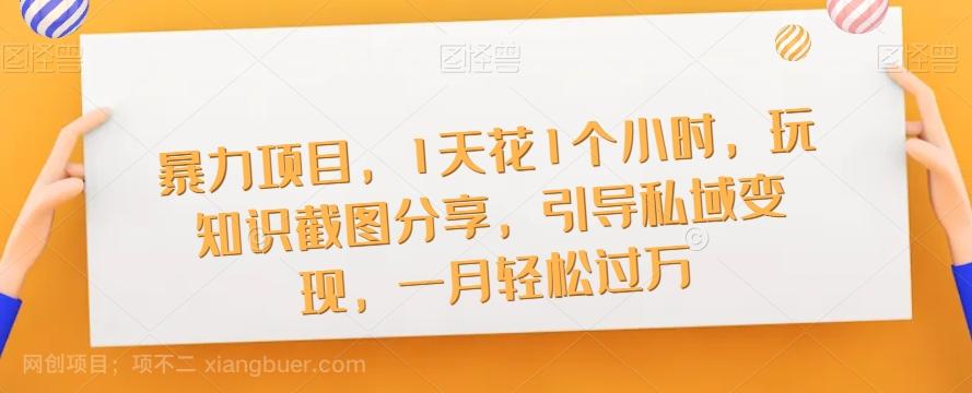 【第4695期】暴力项目，1天花1个小时，玩知识截图分享，引导私域变现，一月轻松过万【截图】