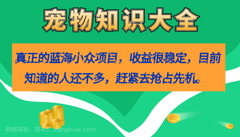 【第4709期】真正的蓝海小众项目，宠物知识大全，收益很稳定（教务+素材）